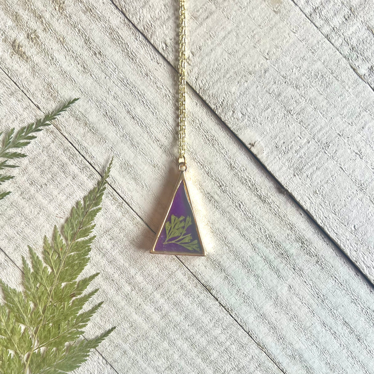 Purple Botanical Triangle Necklace
