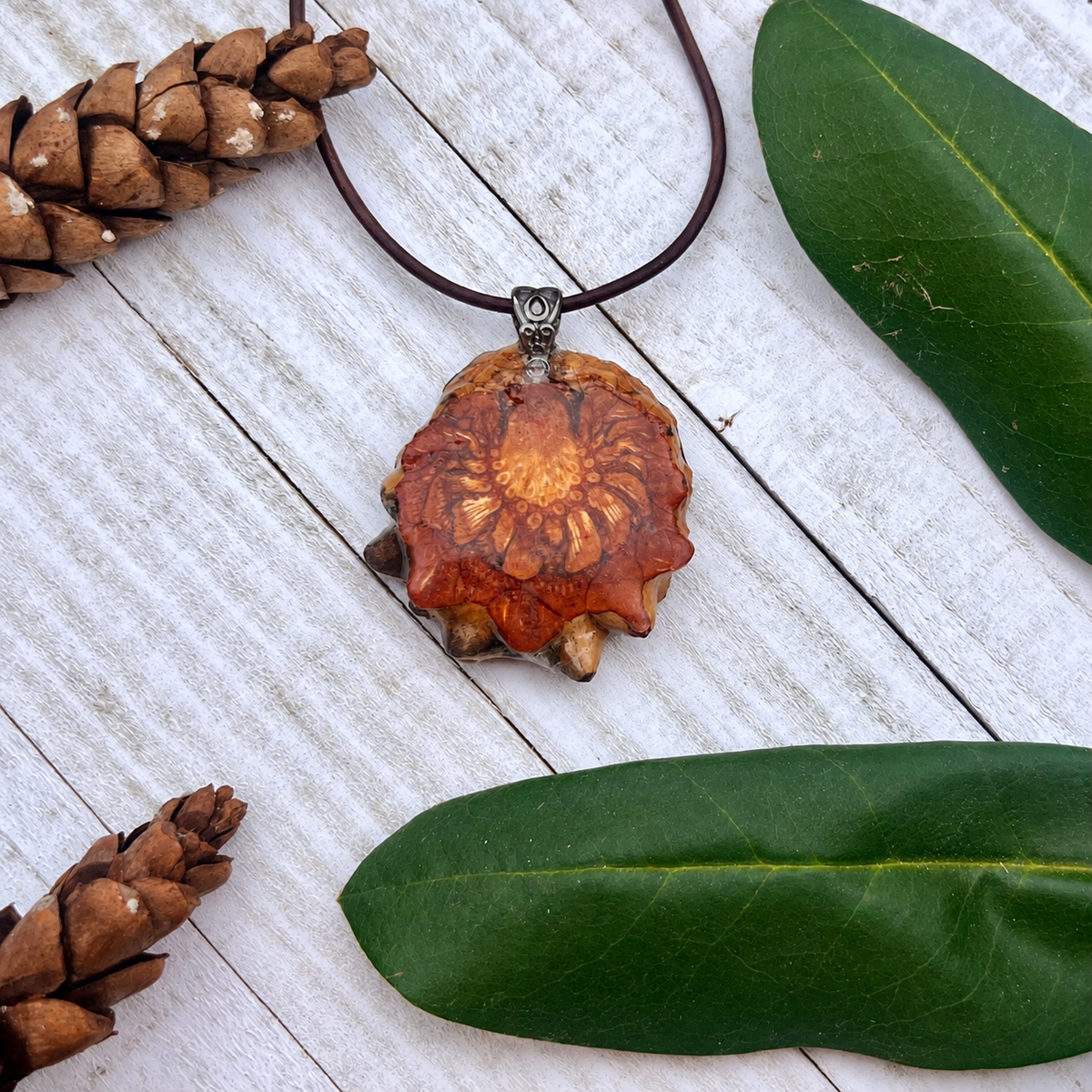 Blue Knobcone Pinecone Necklace