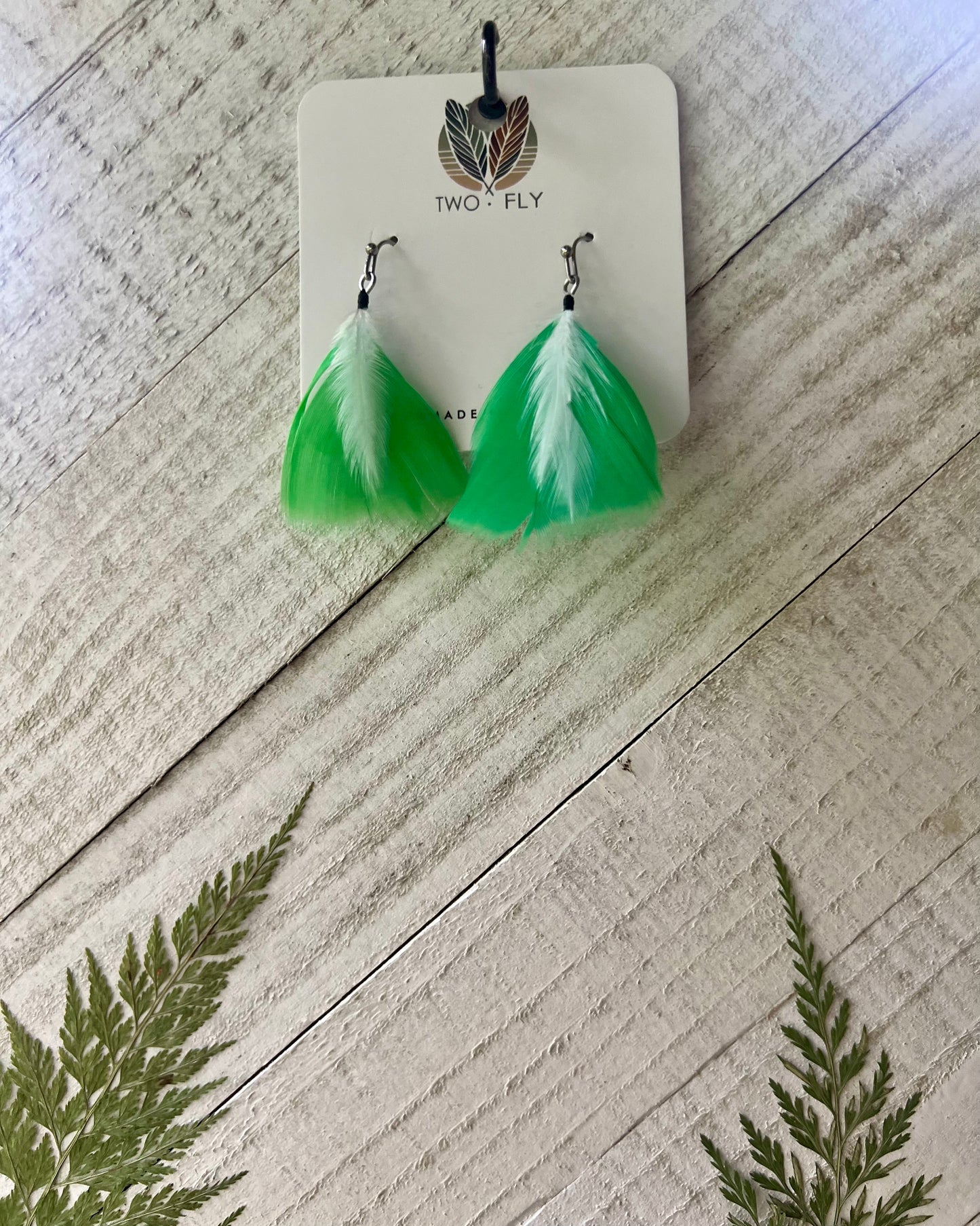 Michigan State Inspired Feather Earrings