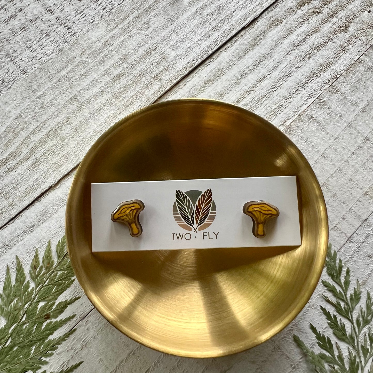 Yellow Mushroom Stud Earrings