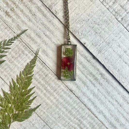 Red Flower Botanical Necklace