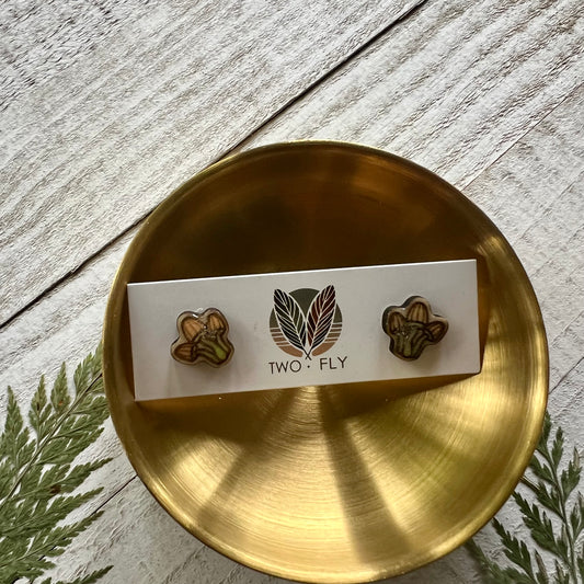 Glow in the Dark Light Green & Pink Mushroom Stud Earrings
