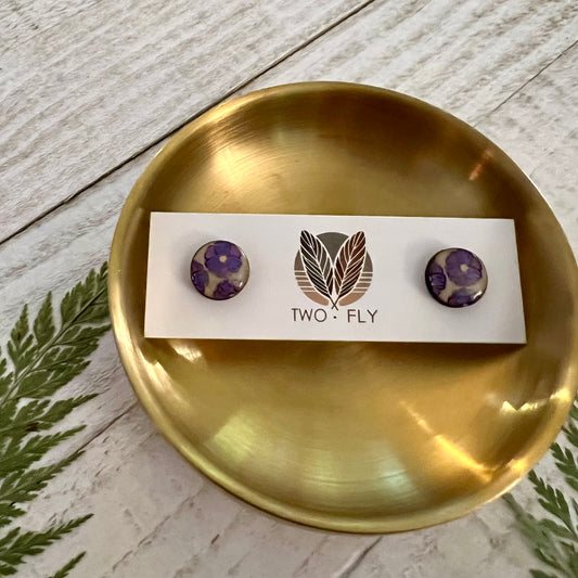 Purple Floral Stud Earrings
