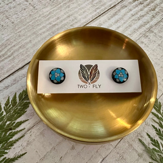 Blue Flower Stud Earrings