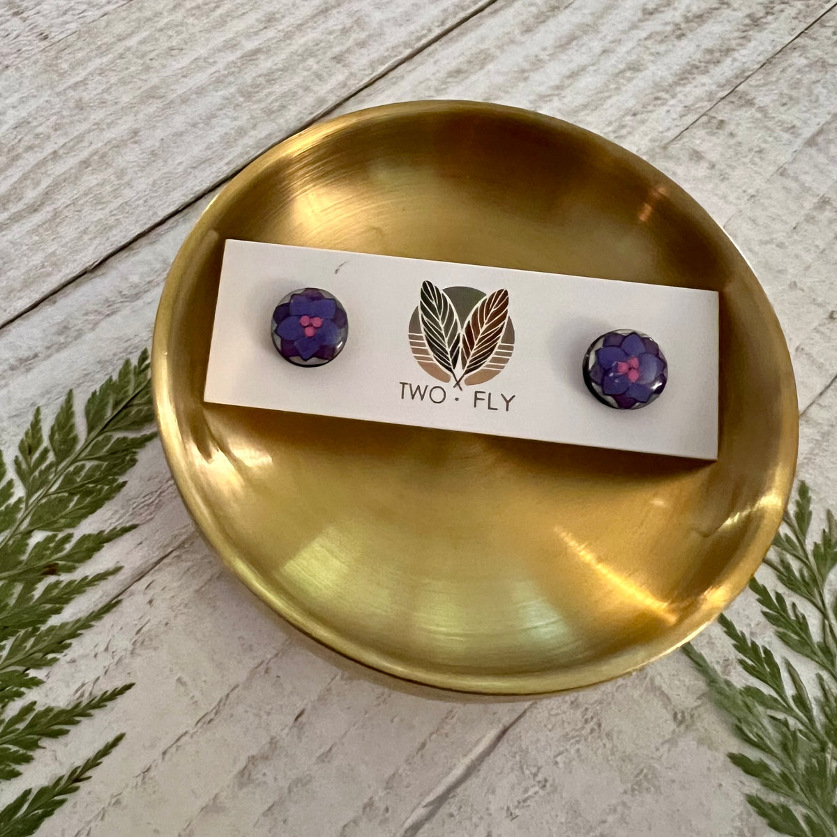 Purple & Pink Flower Stud Earrings