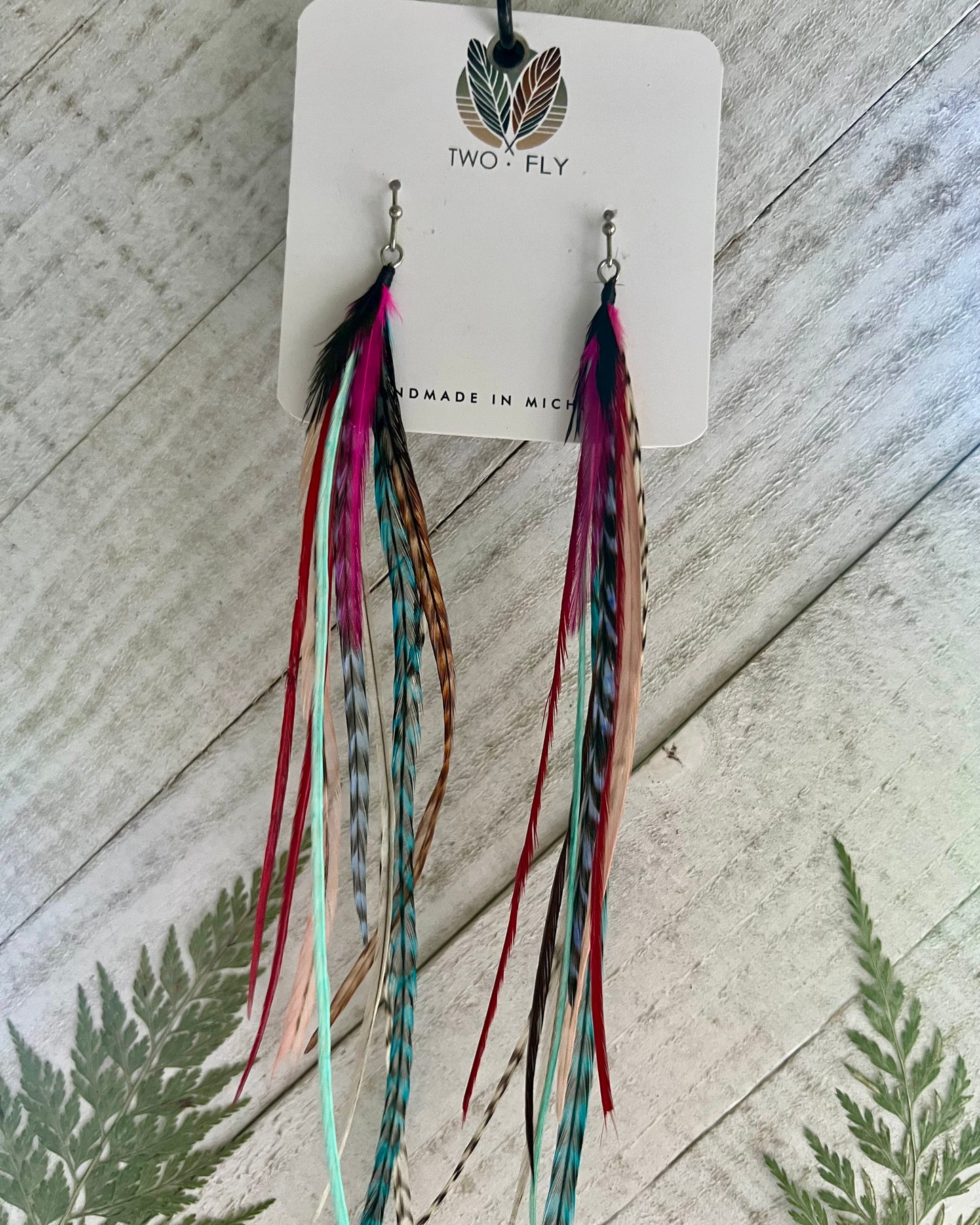 Multicolor Extra Long Feather Earrings