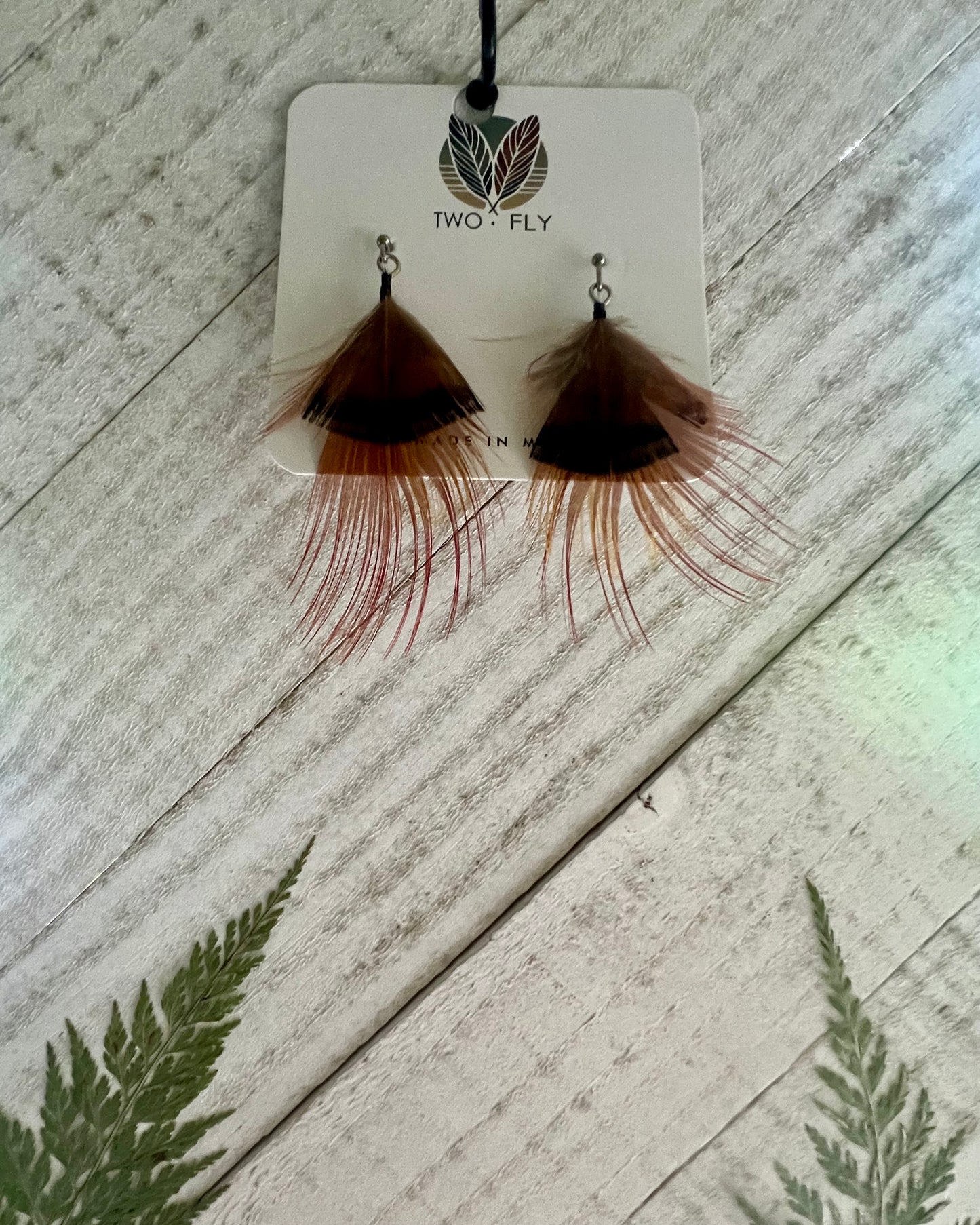 Brown & Black Wispy Feather Earrings
