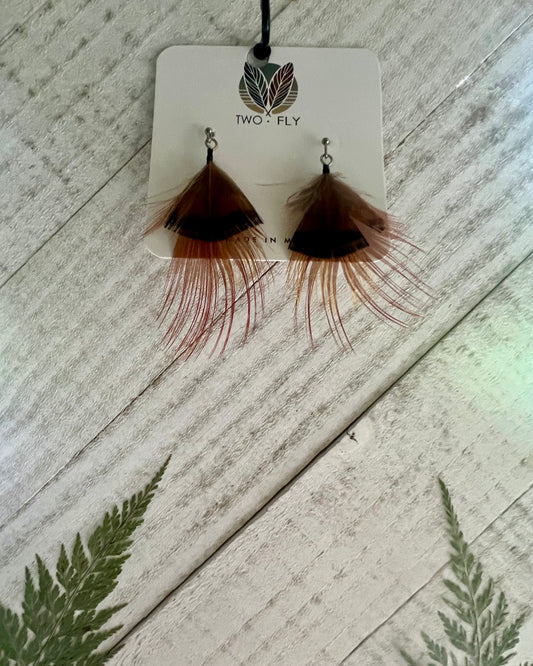 Brown & Black Wispy Feather Earrings