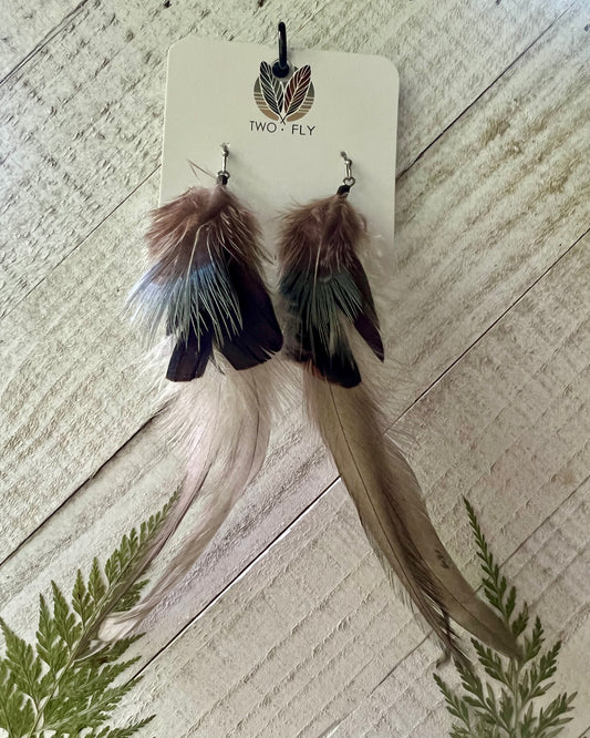 Natural Brown Feather Earrings