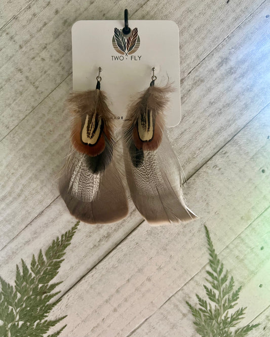 Natural Brown Feather Earrings