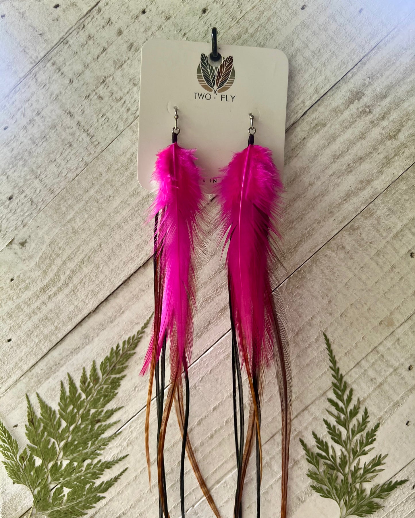 Hot Pink Feather Earrings