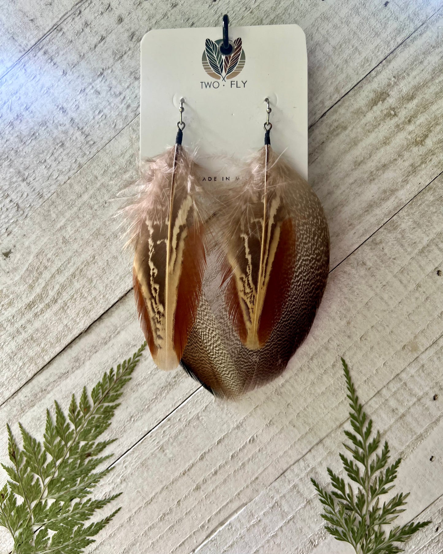 Rust & Natural Feather Earrings