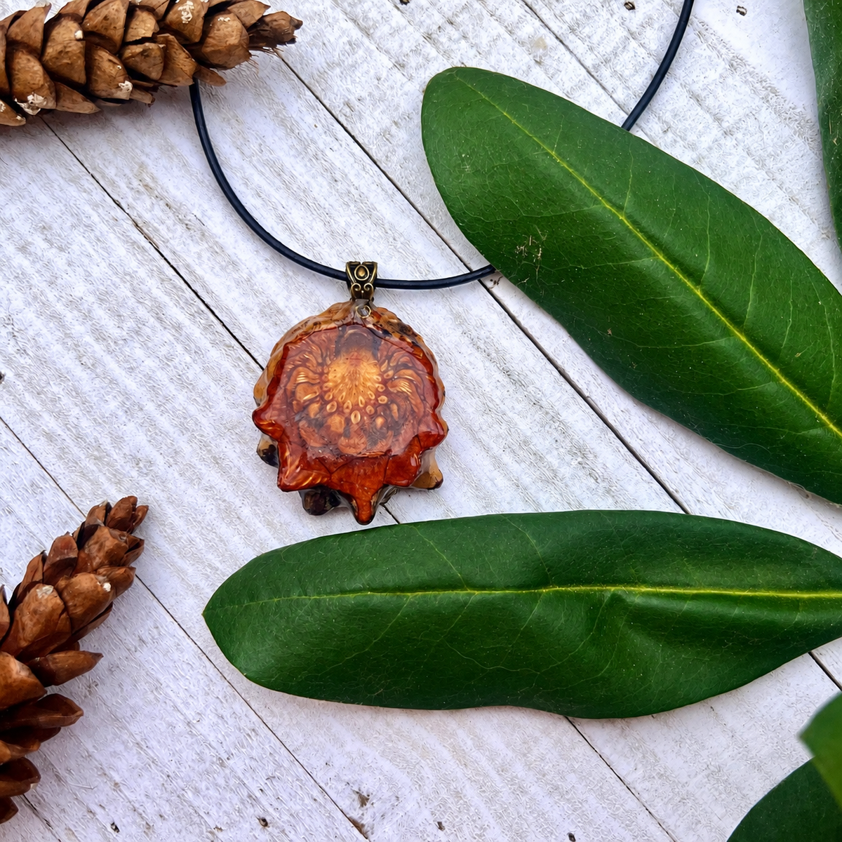 Red Glitter Knobcone Pinecone Necklace